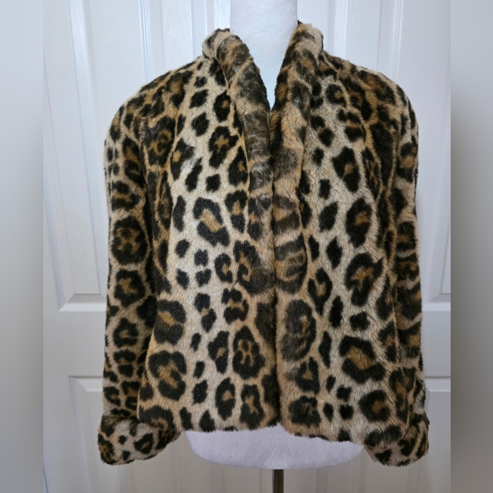 Vintage MONDI faux Fur Leopard Statement Coat-Made In Germany-Y2K Mob Wife Lux - Picture 12 of 15